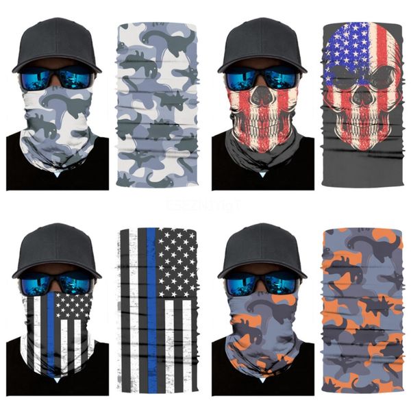 

motorcycle 3d seamless skull magic head face mask shield sun neck balaclava multifunction windproof anti-uv riding neck skull scarf headw#66, Blue;black