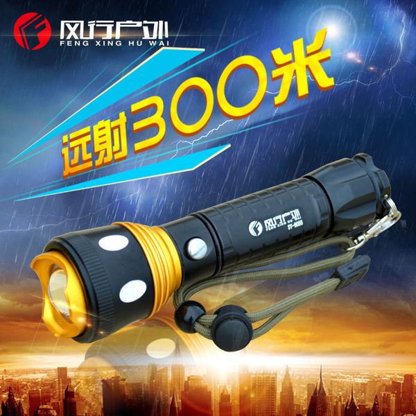 

popular outdoors 8055 rotating zoom light flashlight q5led long s 18650 charge