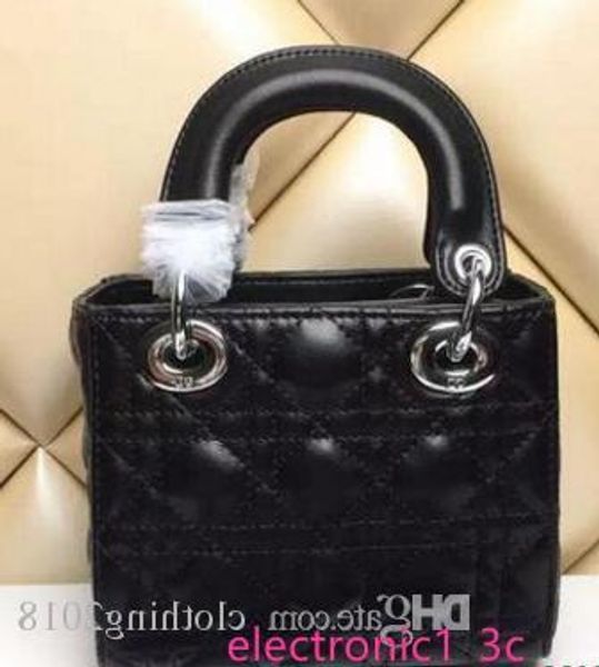 

2020 celebrity design lady mini plaid handbag patent leather rivets tote bag with charms lambskin miss bag