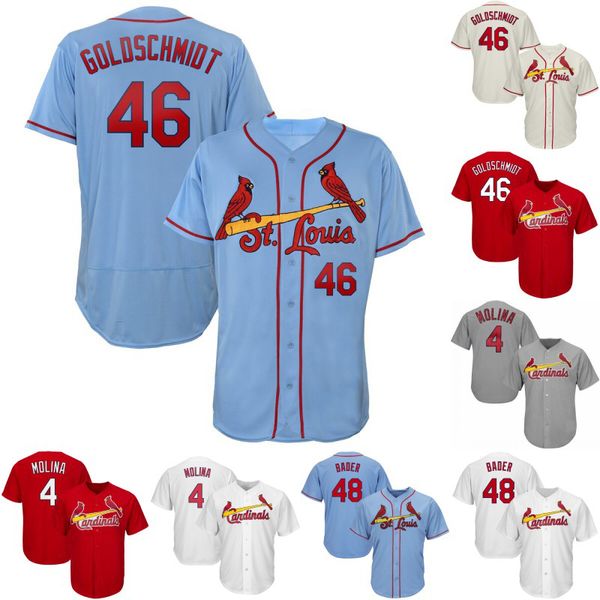 

St. Louis 46 Paul Goldschmidt Jersey Ozzie Smith Yadier Molina Matt Carpenter Dexter Fowler Harrison Bader Kolten Wong Baseball Jerseys