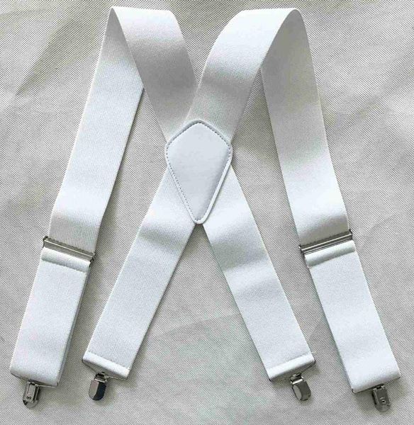 Back Elastic Duty Braces MenS Suspenders 2 Inch 50Mm Wide Adjustable Four Clip-On X