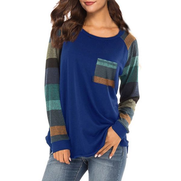 

fashion women stripe casual ladies loose long sleeve blouse 40#, Black