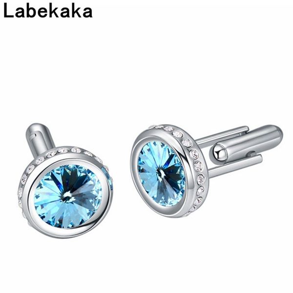 

labekaka men's round cufflinks gorgeous low-key wedding banquet austrian crystal jewels (5-colors, Silver;golden