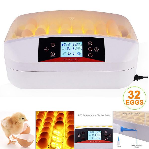 

automatic digital 32 eggs incubator chicken hatcher temperature turning control pet farm products supplies