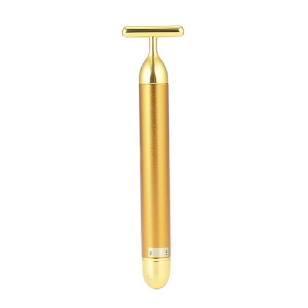 50 pcs Slimming Rack Roller 24k Cor de ouro Vibração Facial Beauty Roller Massager Stick Levante barra de pele com saco em estoque