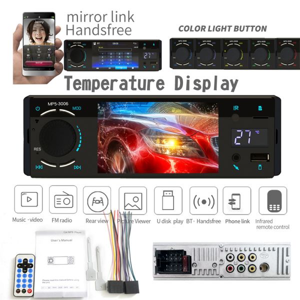 

auto radio 1 din car radio 4.1" touch screen auto audio bluetooth car stereo mp5 player multimedia camera mirror link