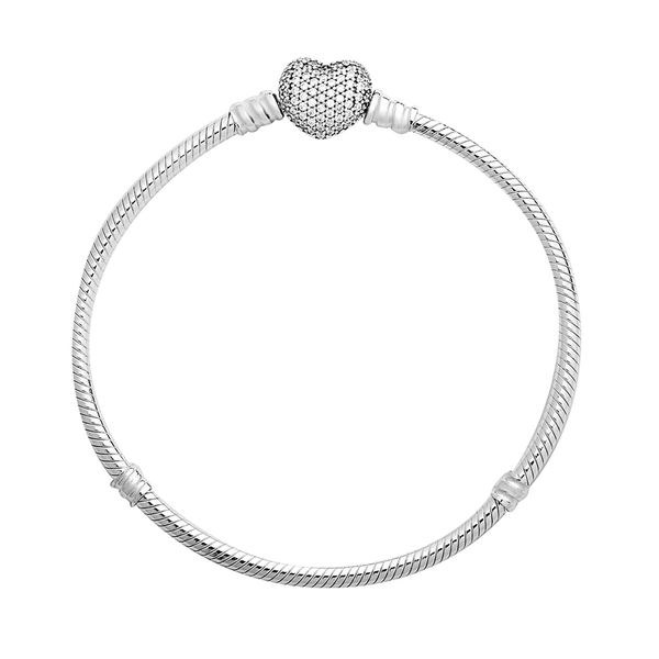 

authentic 925 sterling silver moments pave heart clasp with crystal pan bracelet bangle fit bead charm diy europe jewelry, Black