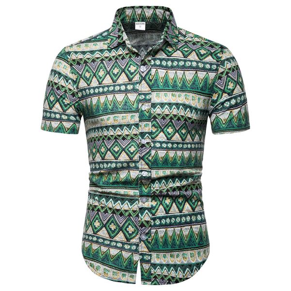

oversized 5xl muqgew short sleeve men shirt summer 2019 geometry printed turn down collar shirts for men camisa hombre, White;black