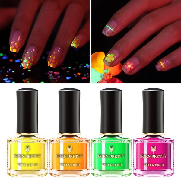 

born pretty fluorescence nail polish 6ml summer series colorful nail art varnish design lacquer glow in dark luminous polish