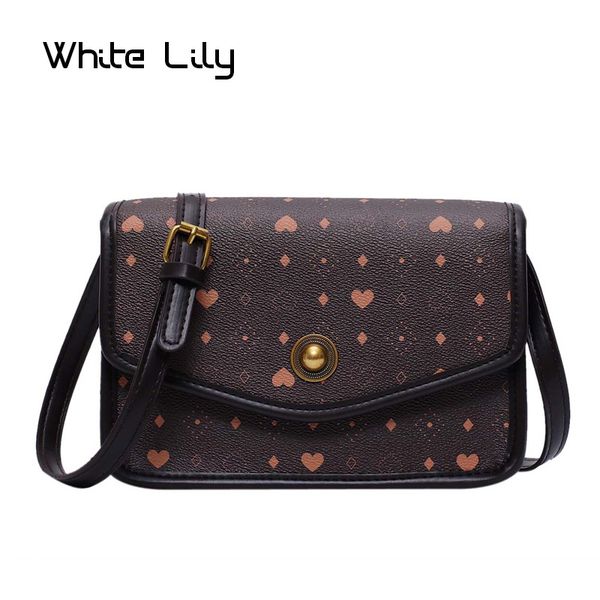 

new fashion women's pu leather printing crossbody bag ladies shoulder bag small flap hasp handbag