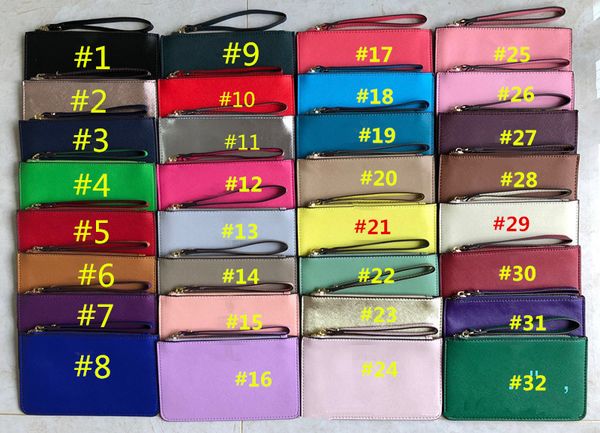 

women ks pu leather wallet wristlet zipper purse clutch bags outdoor travel sports credit card money bags girls handbag coin purse 32 colors, White