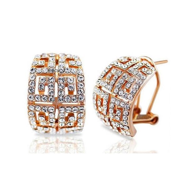 

18k gold посеребренной cz кристалл holow out клип на серьгах сделаны с swa элементов серьгой для женщин brand wedding серьги ювелирных издел, Golden