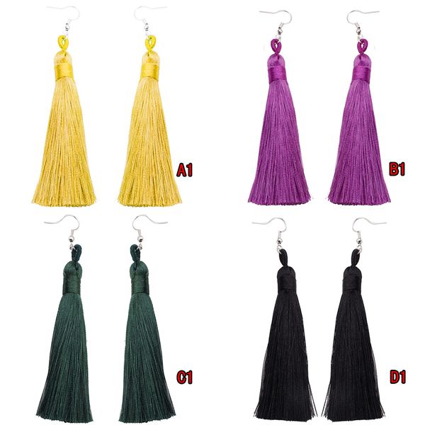 

long tassel earrings bohemian multicolor tassel earrings european and american exaggerated accessories, Silver
