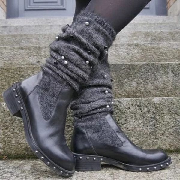 

bonjean 2019 women boots classic tassel sock boots female autumn winter lady flat heels comfortable shoes women botas mujer, Black