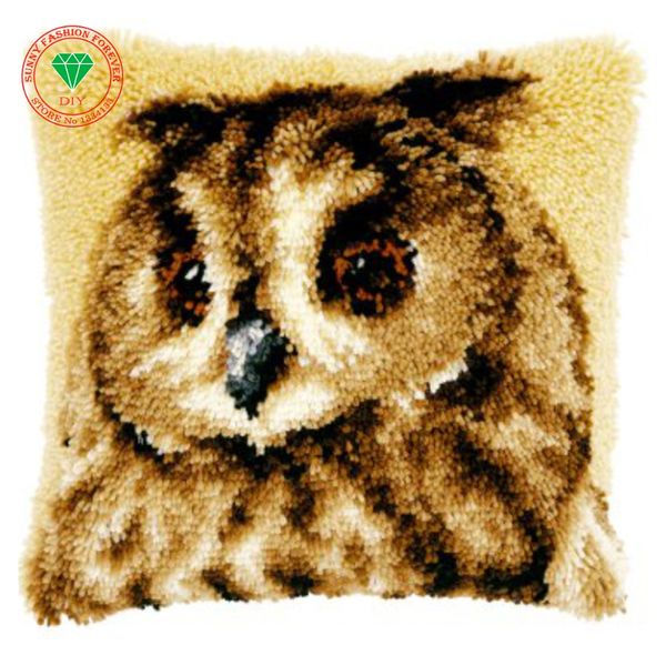 

owl latch hook rug kits needlework carpet embroidery cushion diy pillowcase embroidery patchwork yarn stitch wool for felting