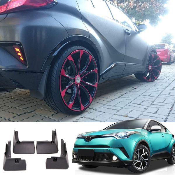 

car styling 4pcs front&rear plastic molded splash guards mud fender mud flap for toyota c-hr 2016 2017 2018
