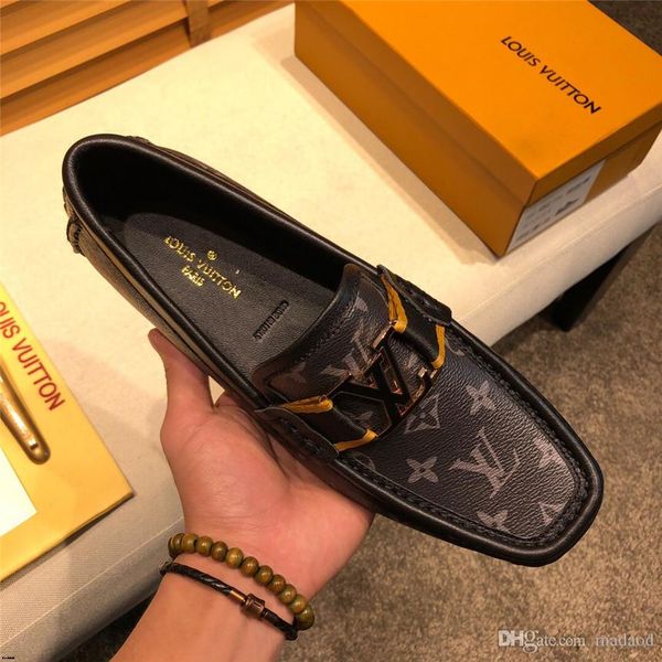 

20sw brand new business casual driving lazy shoes fashion large size flat leather shoes comfortable office men luxury loafers tttt4, Black