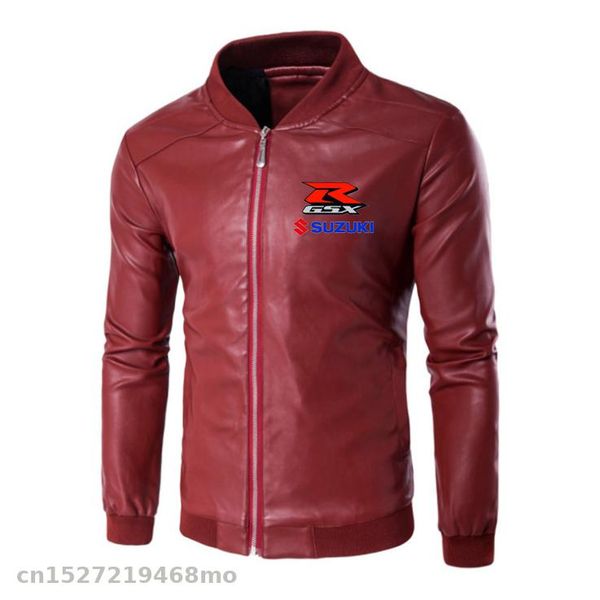 

motorcycle pu leather jacket men stand collar zipper pockets male for gsx jacket coats faux leather fashion outerwear
