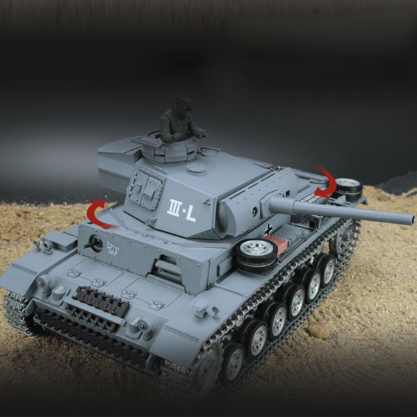 

1:16 german iii l tank 2.4g remote control model military tank with sound smoke shooting effect - 3 type edition