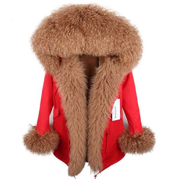 

2019 new women winter fur coat and jacket parka feminina super large real mongolian lamb fur coats russia, Black