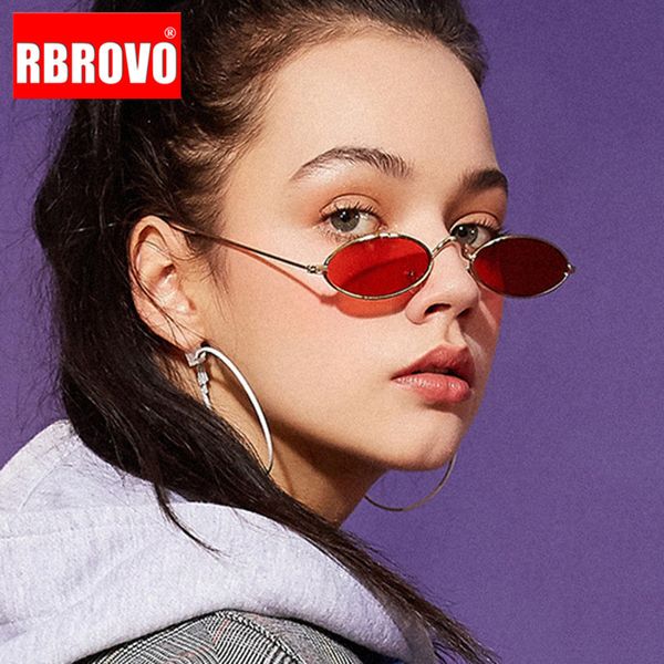 

rbrovo 2020 small frame oval sunglasses women brand designer ocean lens mirror glasses alloy party oculos de sol feminino uv400, White;black