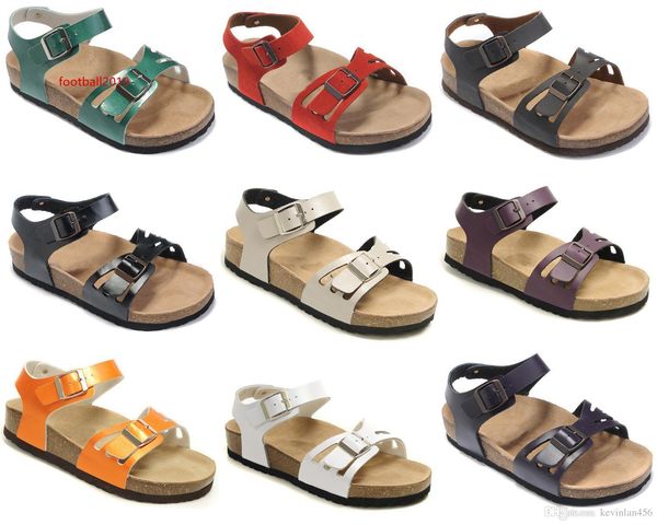

fashion style arizona with orignal box men s flat sandals women casual shoes male two buckle summer beach genuine leather slippers 35-46
