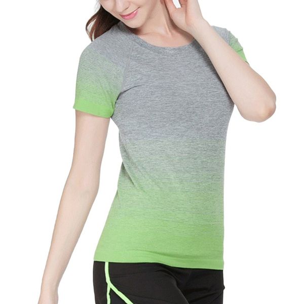 

women's sports t-shirt fitness yoga gym workout short sleeve shirts slim, White;black