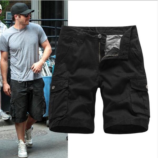 

2019 new fashion style mens casual cargo shorts mens sport pants mens loose multi-pocket casual pants with 5 colors, White;black