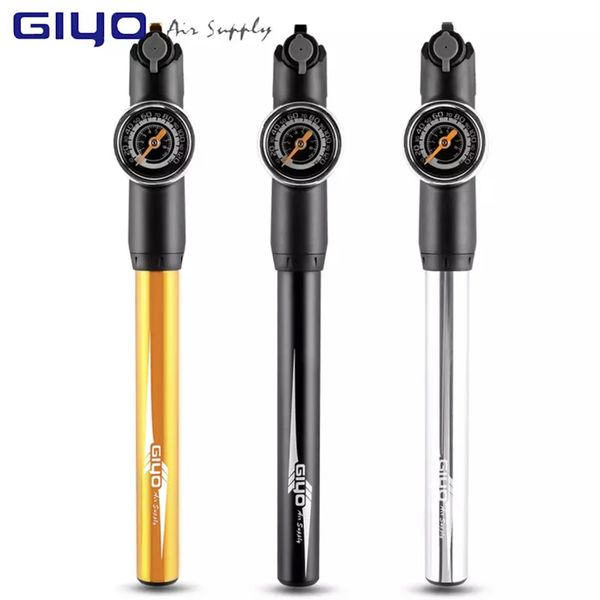 

giyo bicycle pumps extractable hose bike pump high pressure hand pump with gauge ball needle tire inflator air bike bicycle