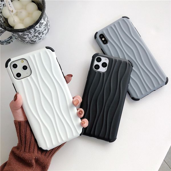 

ottwn ударопрочный чехол для телефона iphone 11 pro max xr xs max x 7 8 6 plus solid color wave pattern hard pc пластиковая задняя крышка