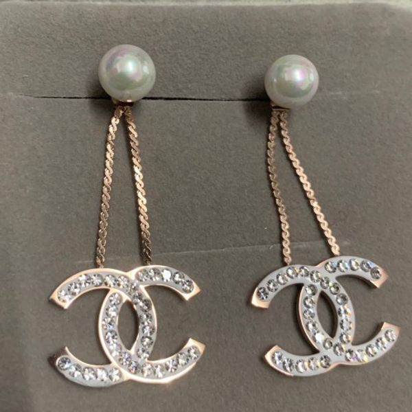 

New deluxe fa hion brand de ign ro e gold full diamond pearl dangle drop earring jewelry for women wedding engagement gift hipping