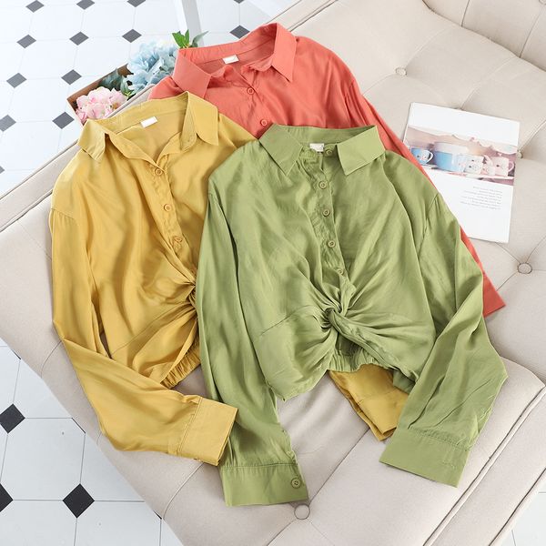 

singrain autumn fashion women turn down collar blouse cross design long sleeves streetwear korean loose casual blouses, White