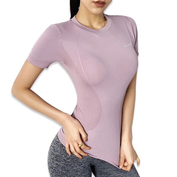 

women fashion seamless yoga shirts high elastic breathable short sleeve female sportswear new sport crop top, White;red