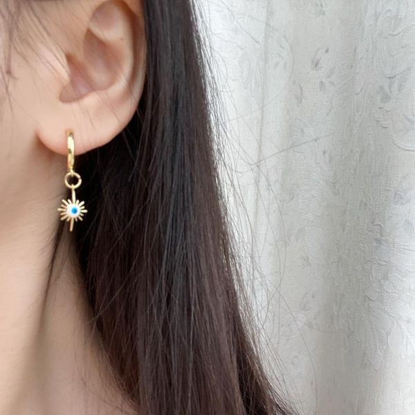 

hecheng 1pair blue eyes pendant stud earrings for women vintage big evil eye statement minimalist jewelry, Golden;silver