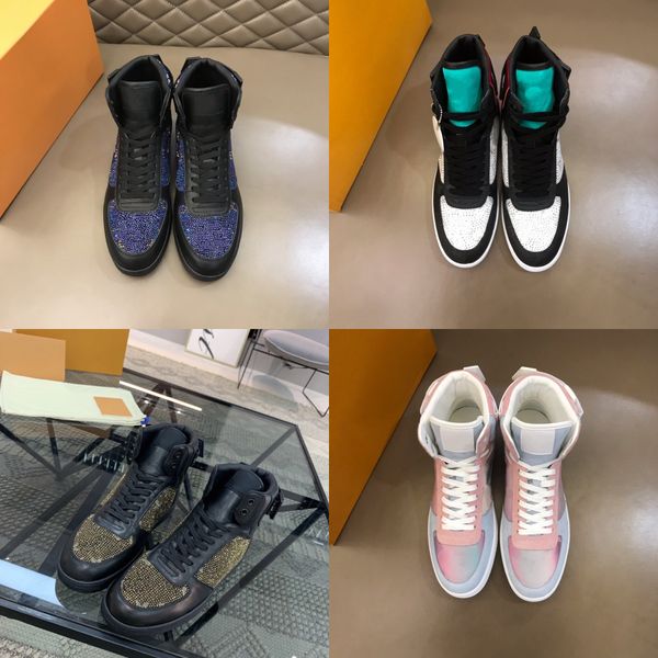 

stylish new 2020buckle men's designer sole lace-up sneakers high outdoor shoe party red shoes online, Black