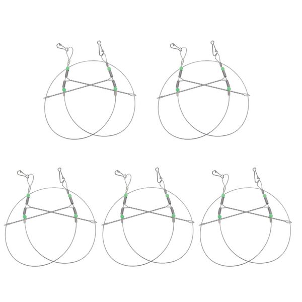 

5pcs anti-winding stainless steel fishing swivels string wire leader hooks