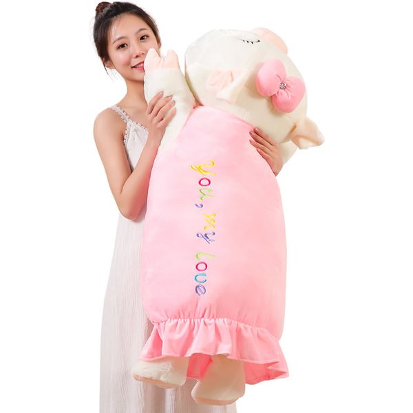 Fabrikpreis Kawaii Cartoon Schwein Plüschtier Kissen Riese Weiche Schweinchen Puppe für Mädchen Kinder Geschenk Dekoration 39 Zoll 100 cm DY50620