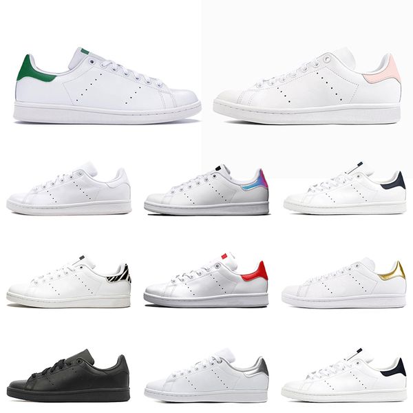 

лучшие качества смит мужчины женщины плоский повседневный кожа скейтборд штамповка обувь белый черный зеленый зебра спорт на открытом воздух