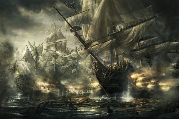 

gift fantasy pirates ship boat sailing seascape oil painting printed on canvas living room bedroom wall picture art home decor ship06