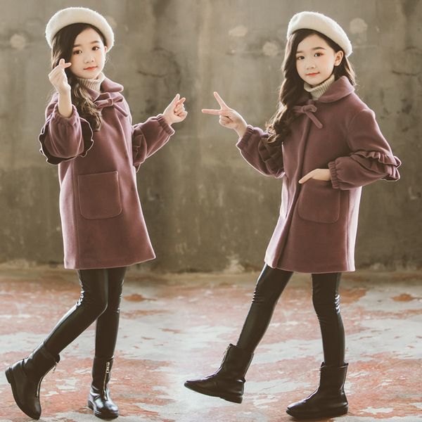 

children girl winter autumn woolen coat girls jacket snowsuit thick children clothing fashion girls windbreaker outerwear coats, Blue;gray