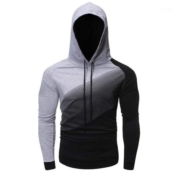 

mens designer hooded tshirts fashion slim mens long sleeve hooded tees casual males clothing gradient panelled, White;black