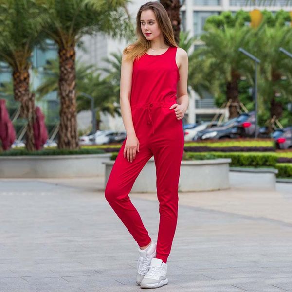 

women bodysuit summer casual high waist jumpsuit skinny pencil pants solid sleeveless round neck bandage rompers playsuit, Black;white