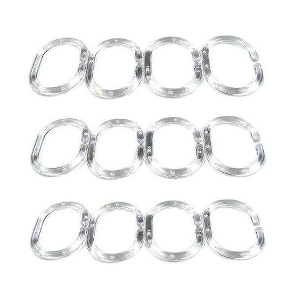 2019 Flexible Shower Curtain Rings Hooks Transparent Clear