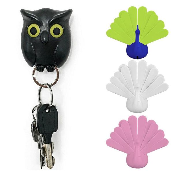 

cartoon magnetic owl peacock key holder wall hanger strong keychain holder multifunction hanging home wall mounted decoration