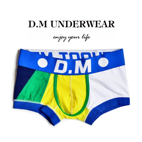 

d. men's color matching boxer pants cotton youth comfortable men's four corners boxer underwear underwear fashion personality, Black;white