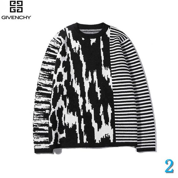 

men's women's designer sweater letter embroidery pattern contrast stripe stitching fashion casual ladies men's sweater long s, White;black