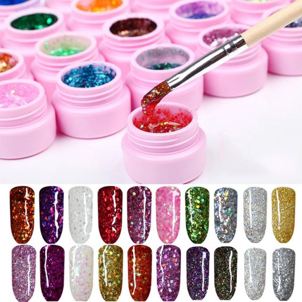 

glitter nail sequins uv led gel polish soak off long lasting varnish lacquer set