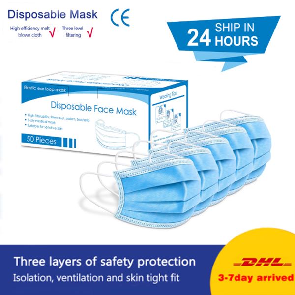 

disposable face mask disposable mask protect 3 layers filter dustproof earloop non woven mouth masks fast shipping