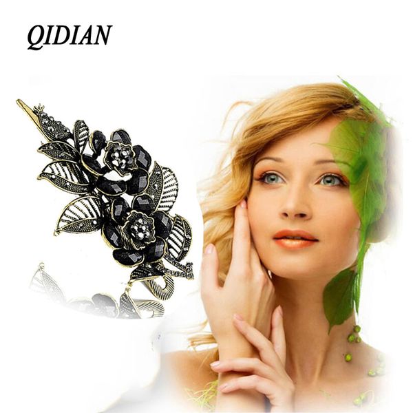 

qidian retro peacock butterfly flower hair clip europe united states popular accessories mouth clips mixed batch manufacturers, Golden;white