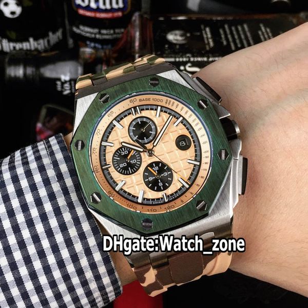 

luxury new royal 26400so.oo.a054ca.01 cal.3126 automatic mens watch khaki dial camouflage strap steel case gents watches watch_zone 6 color, Slivery;brown